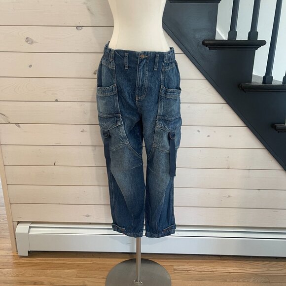 016 We The Free Hazel Pull On Utility Jeans In Dark And Stormy NWOT Size Small - Picture 6 of 11